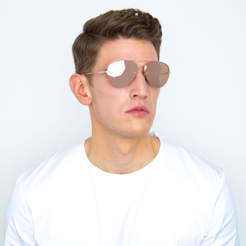 Aviator Sunglasses in Rose Gold - 5