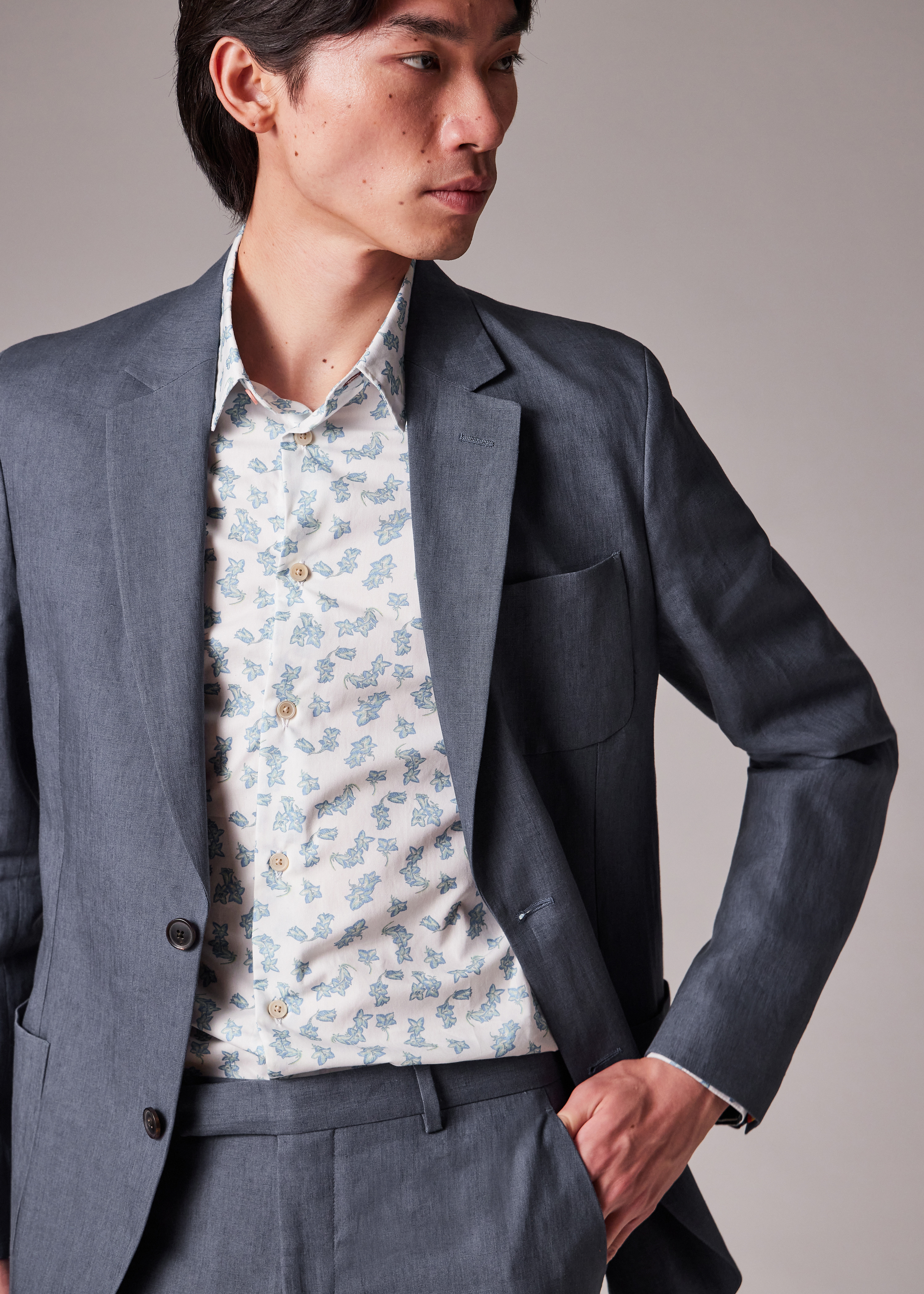 Stone Blue Linen Suit - 5
