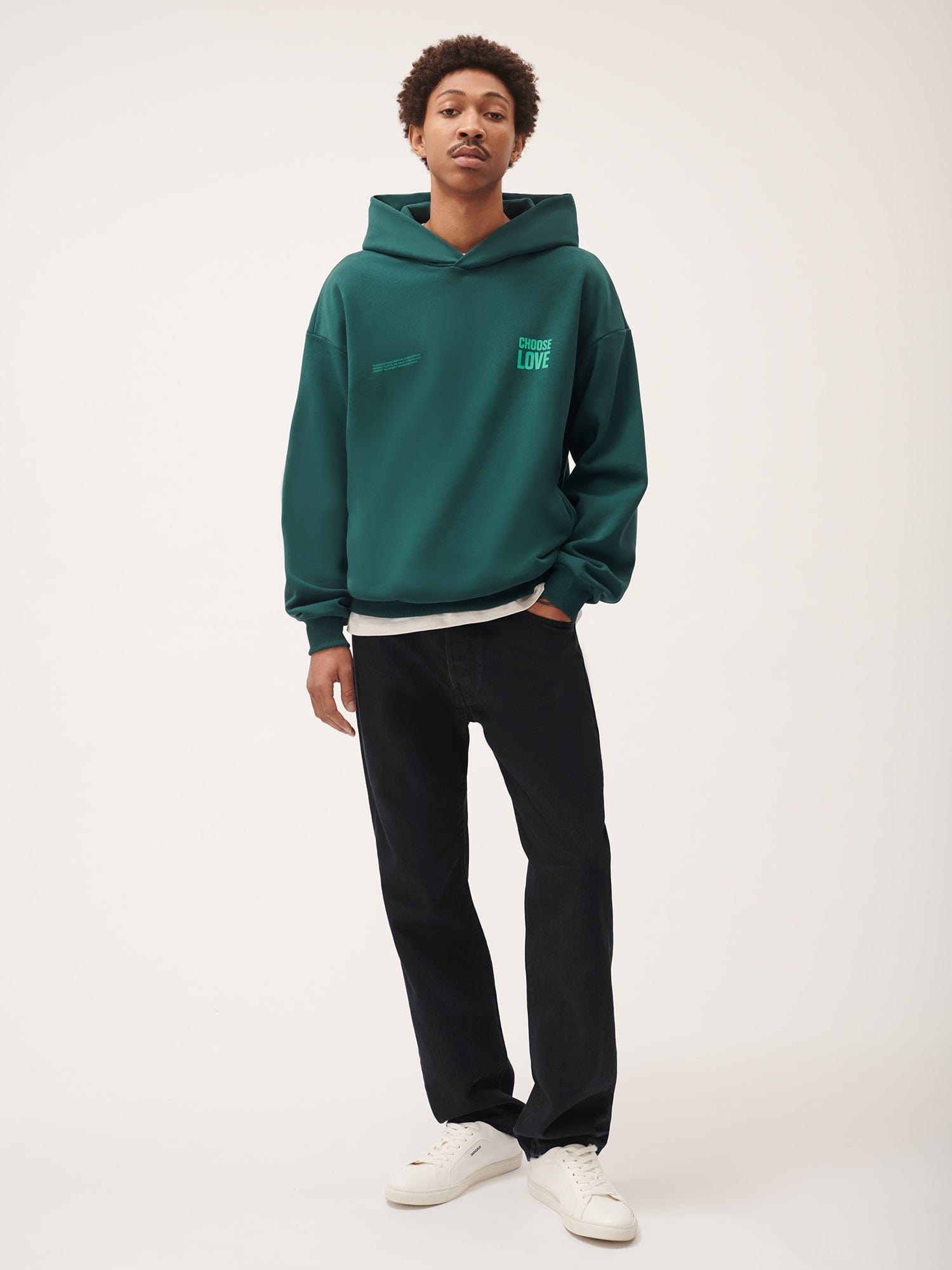 PANGAIA Mens Choose Love Heavyweight Hoodie - Foliage Green