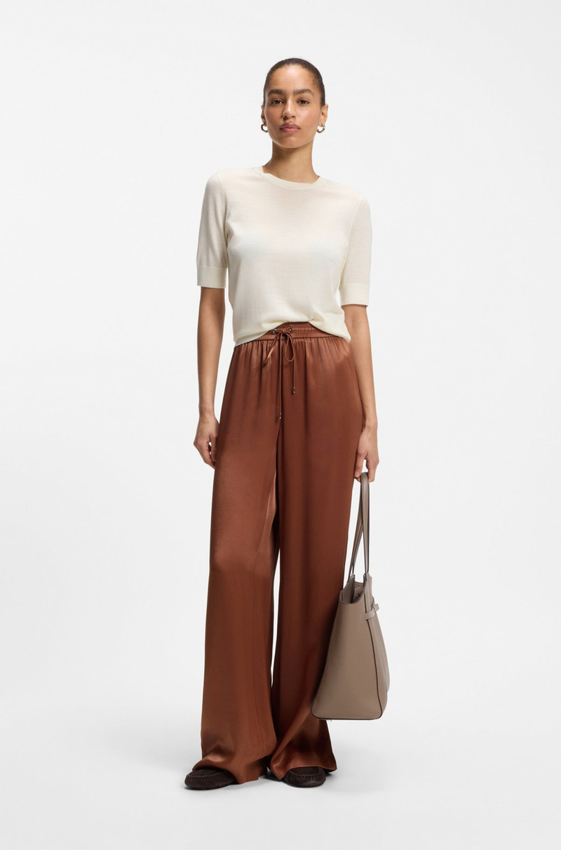 BOSS RELAXED-FIT PANTS IN SATIN outlook