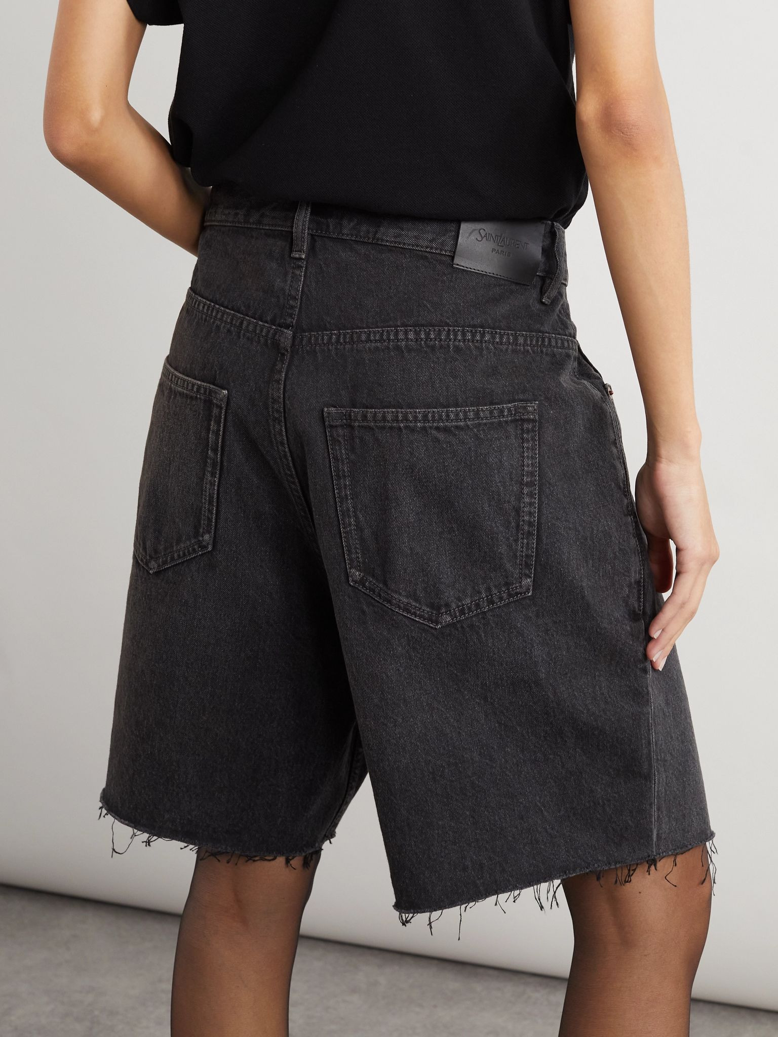 Frayed denim shorts Black - 3