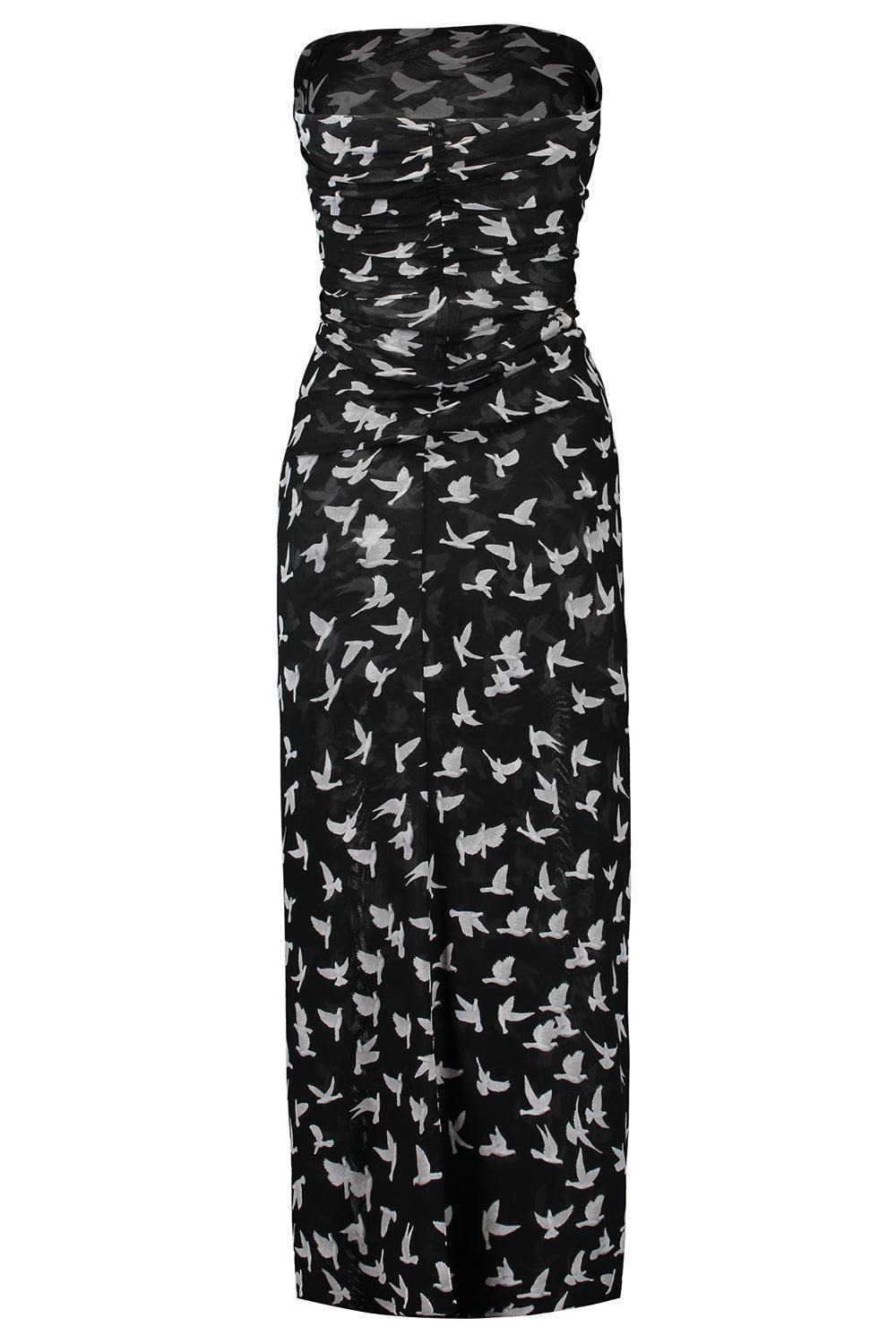 Dove Print Strapless Dress - 5
