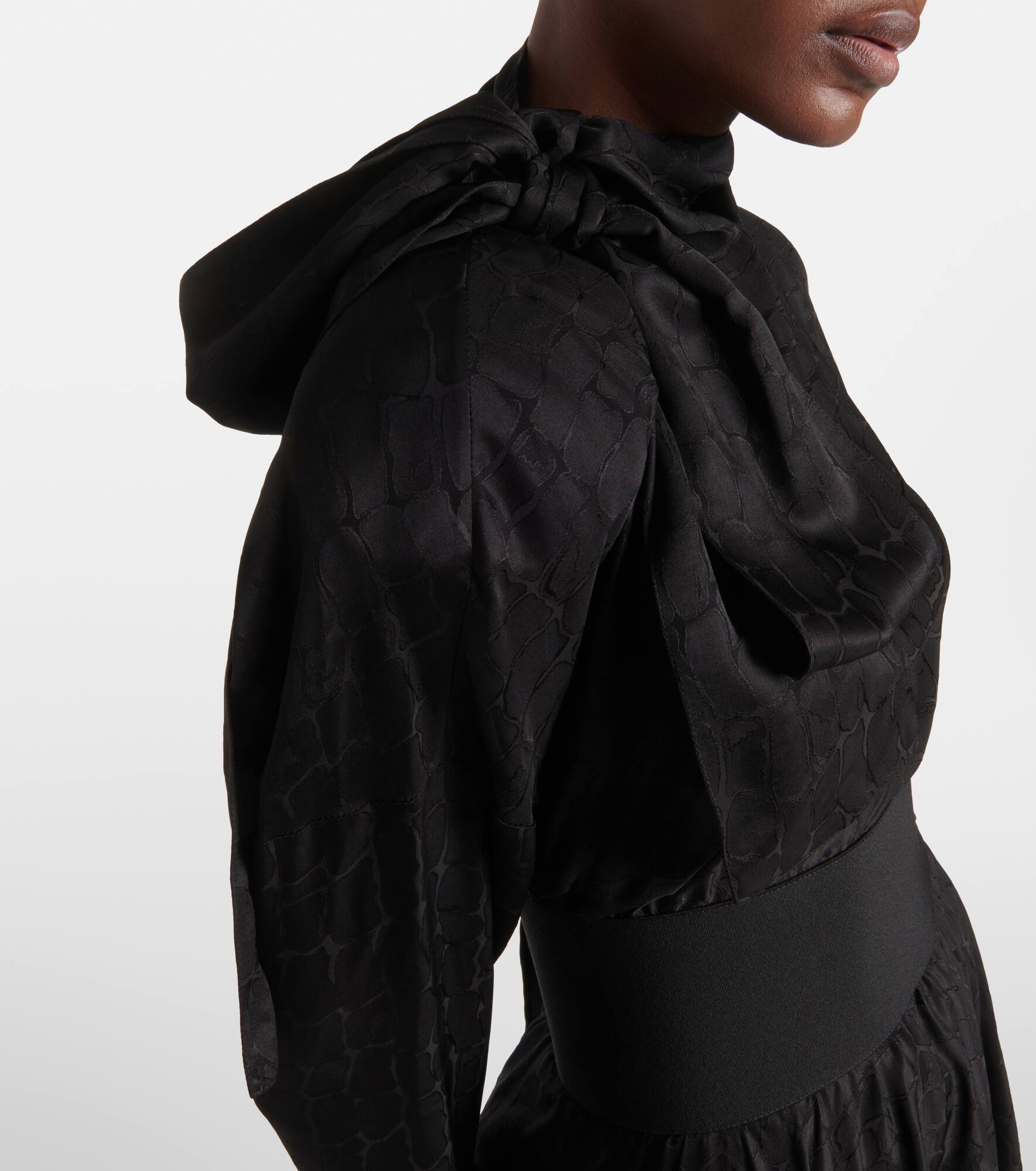 Tie-neck silk-blend midi dress - 4
