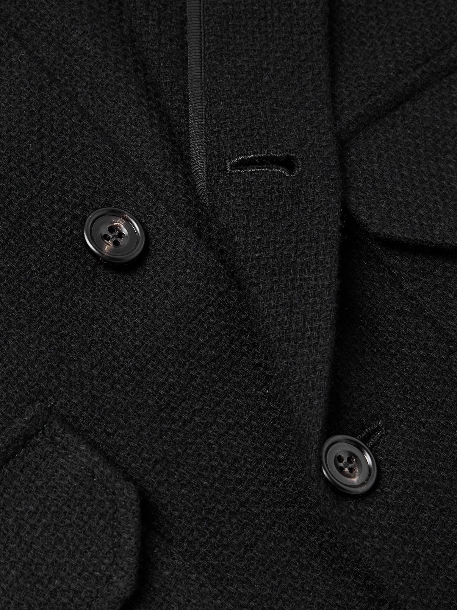 Basketweave-Knit Cashmere Shirt Jacket Black - 4