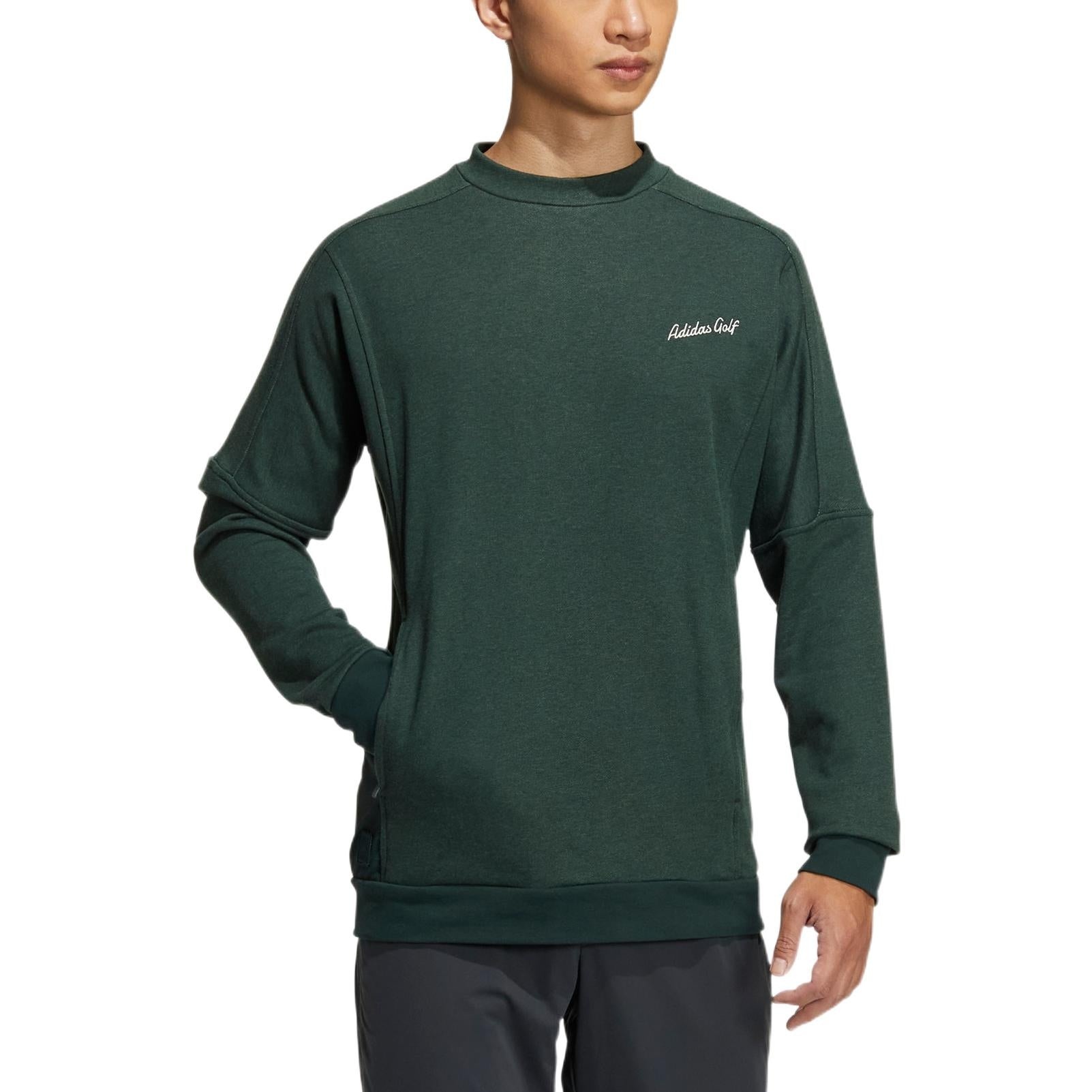 Men's adidas Gt Crew Sw Solid Color Alphabet Embroidered Round Neck Pullover Long Sleeves Green HG32 - 2
