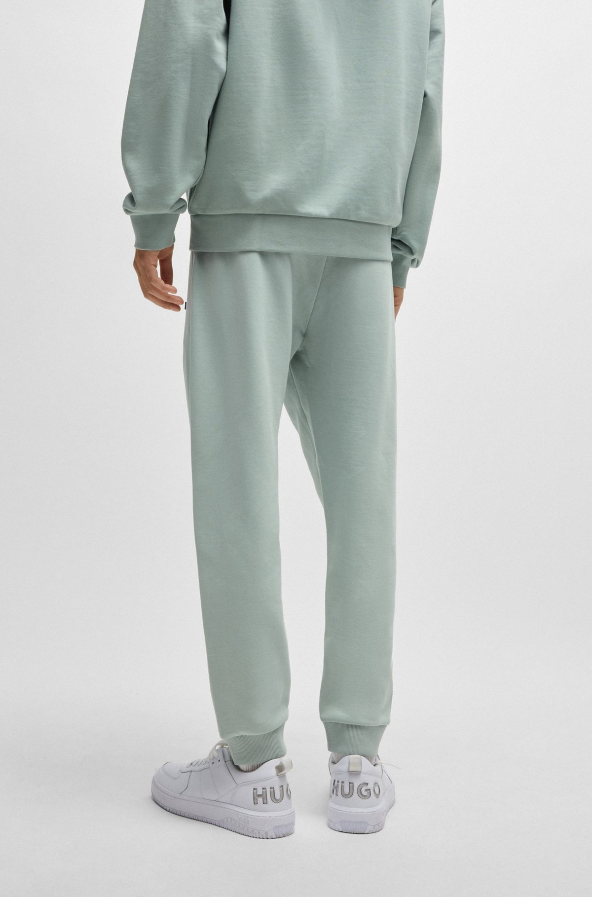 COTTON-TERRY TRACKSUIT BOTTOMS WITH BLUE LOGO PATCH - 5