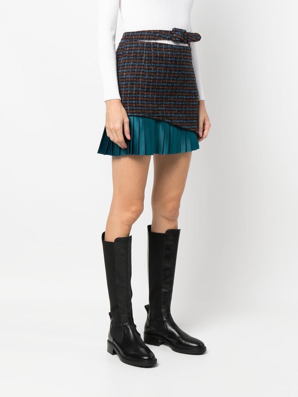 layered  checked mini skirt - 3