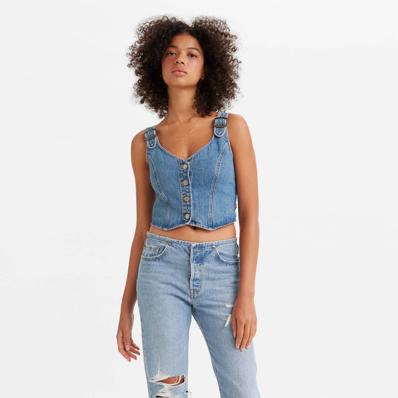 CHARLIE DENIM CROP TOP - 2