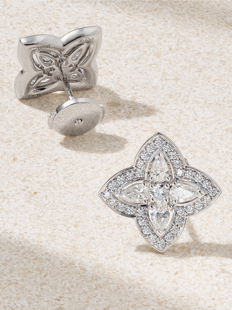 Enchanted Lotus 18-karat White Gold Diamond Earrings 3
