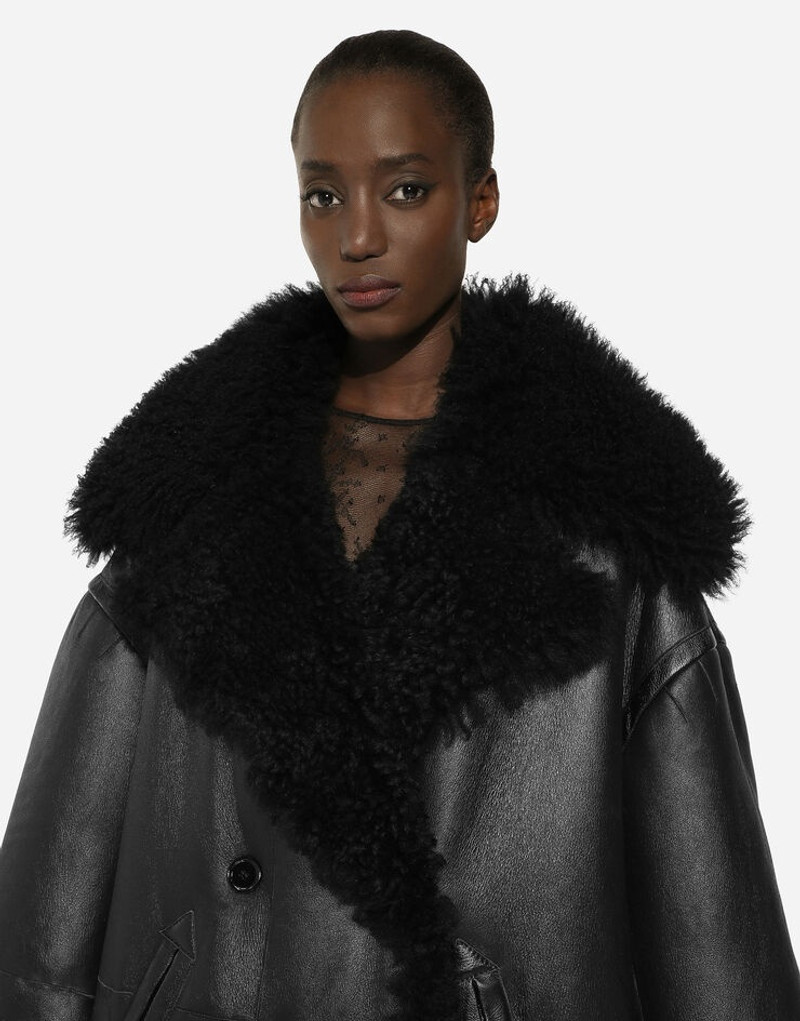 Double-breasted shearling coat 5