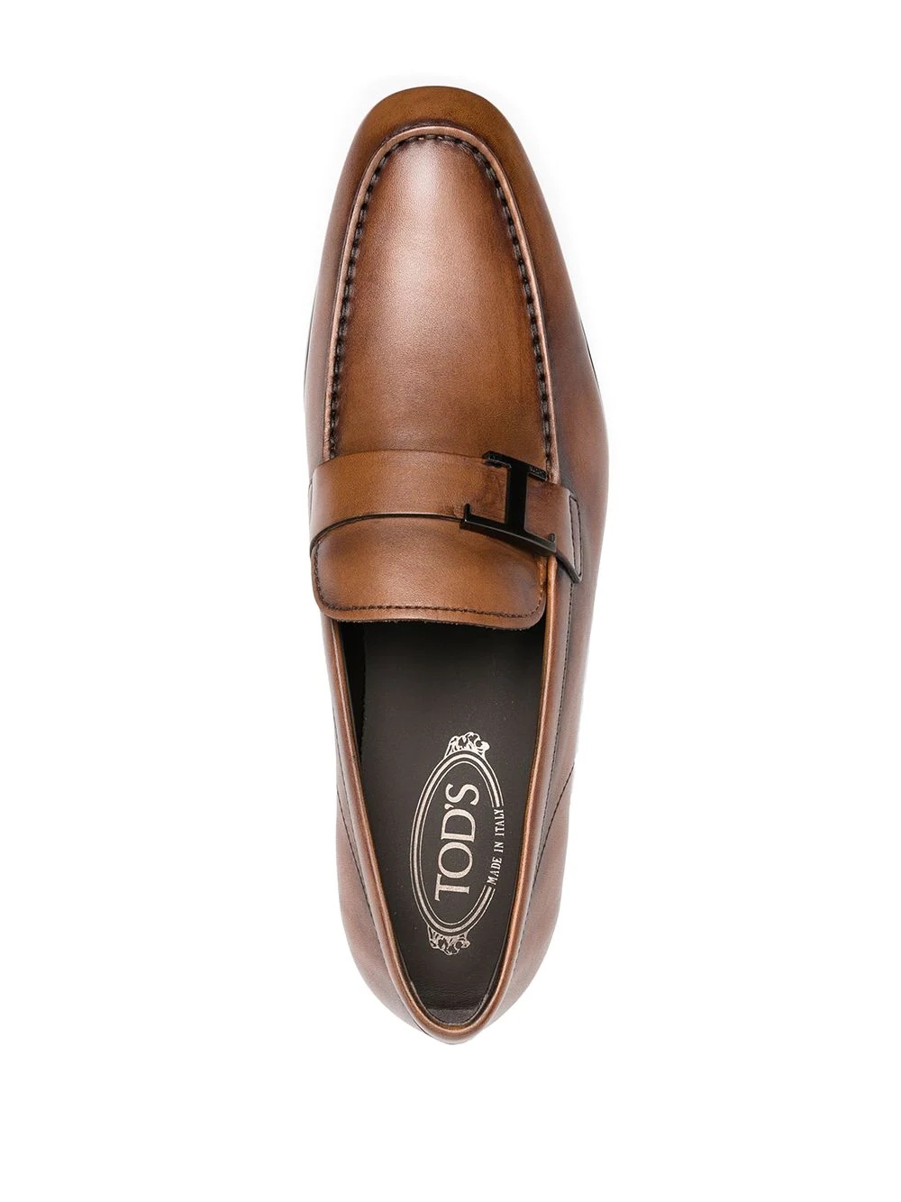 logo-plaque leather loafers - 4