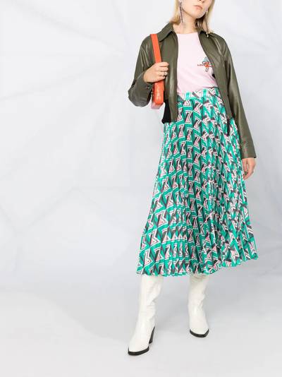 MSGM geometric pattern pleated midi skirt outlook