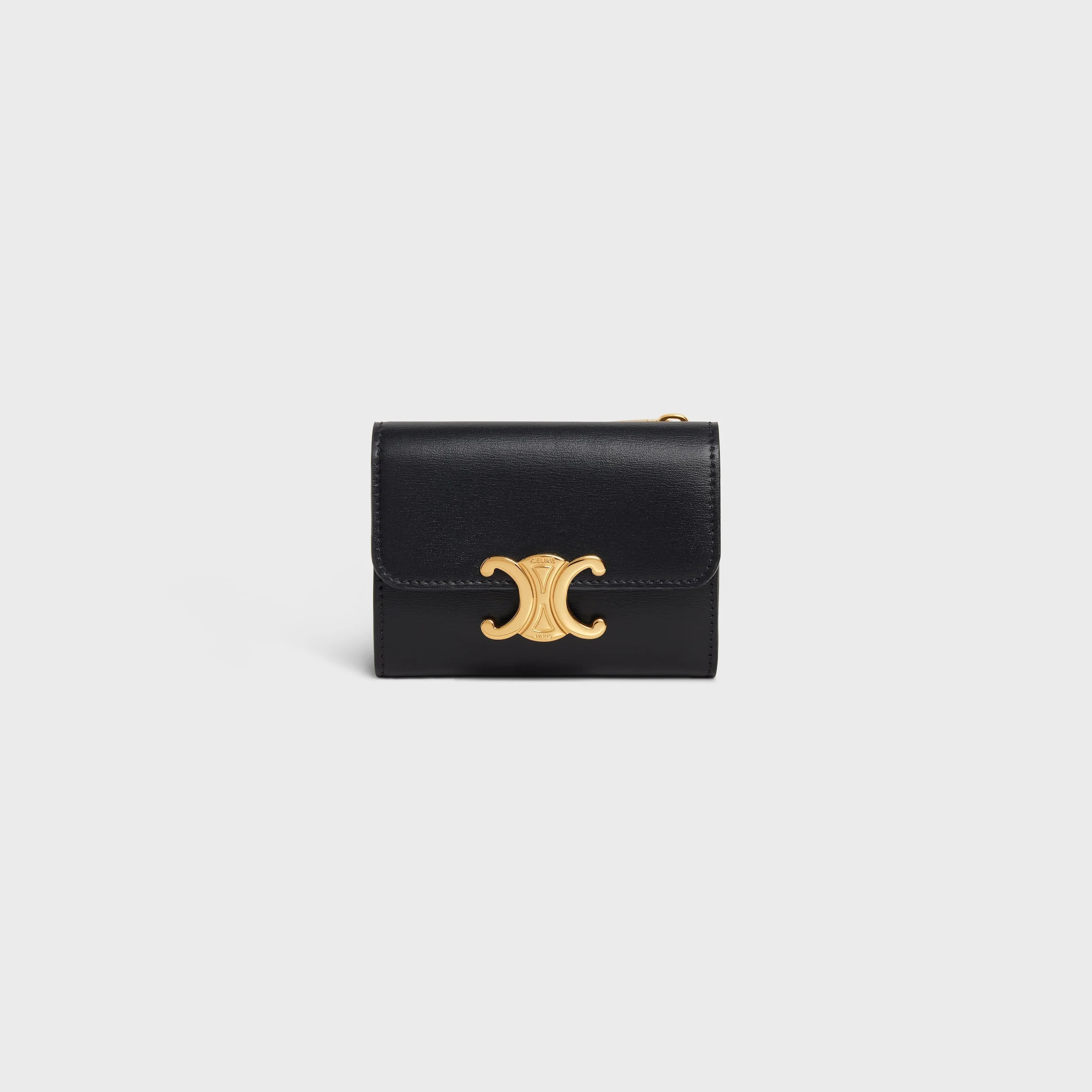 COMPACT WALLET WITH COIN TRIOMPHE in Shiny calfskin - 1