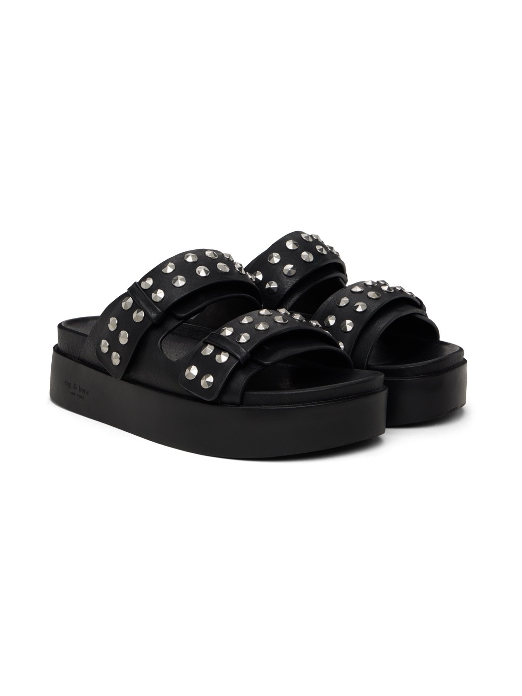 Black Geo Stud Platform Sandal - 4