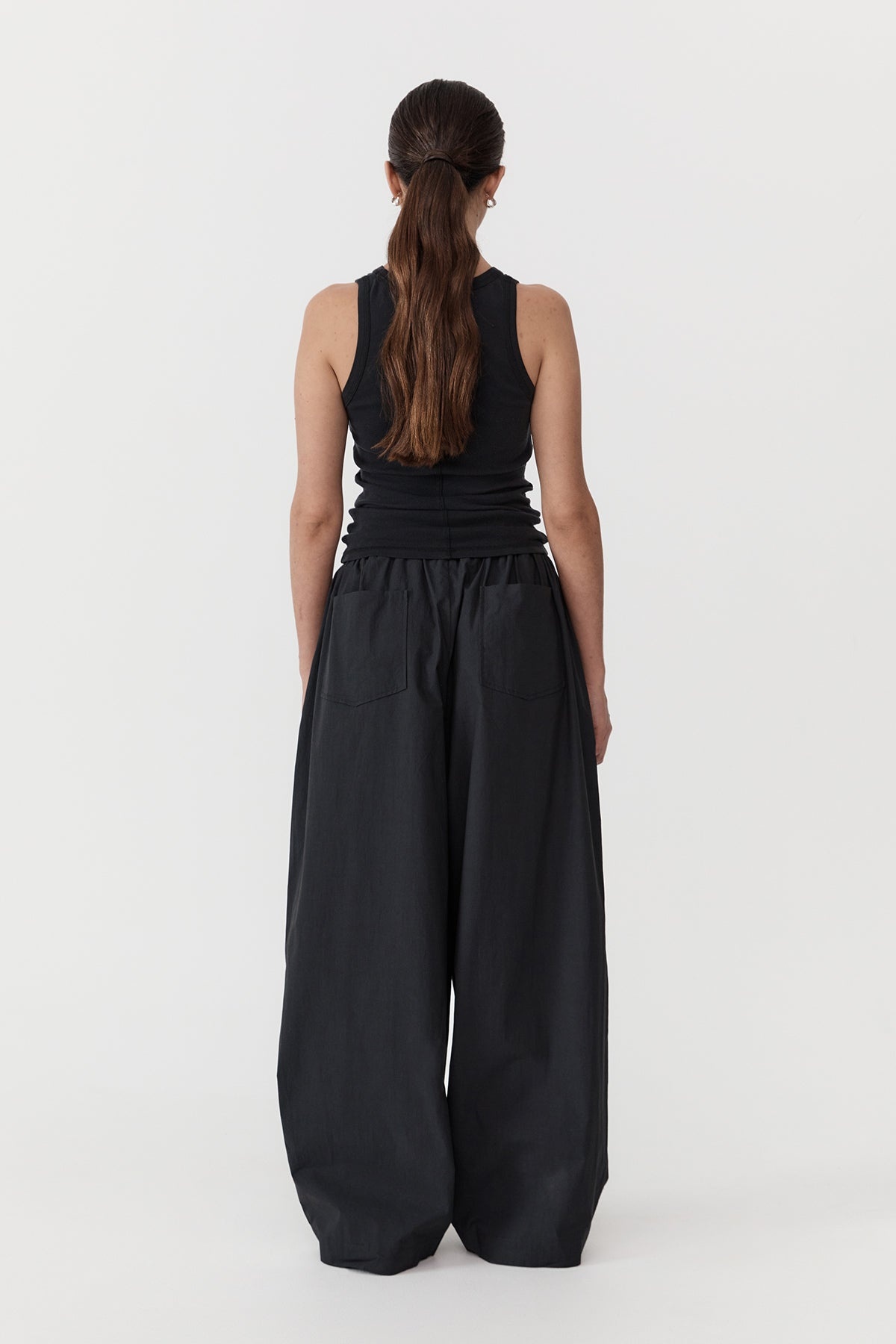 Relaxed Drawstring Pants - Black - 4