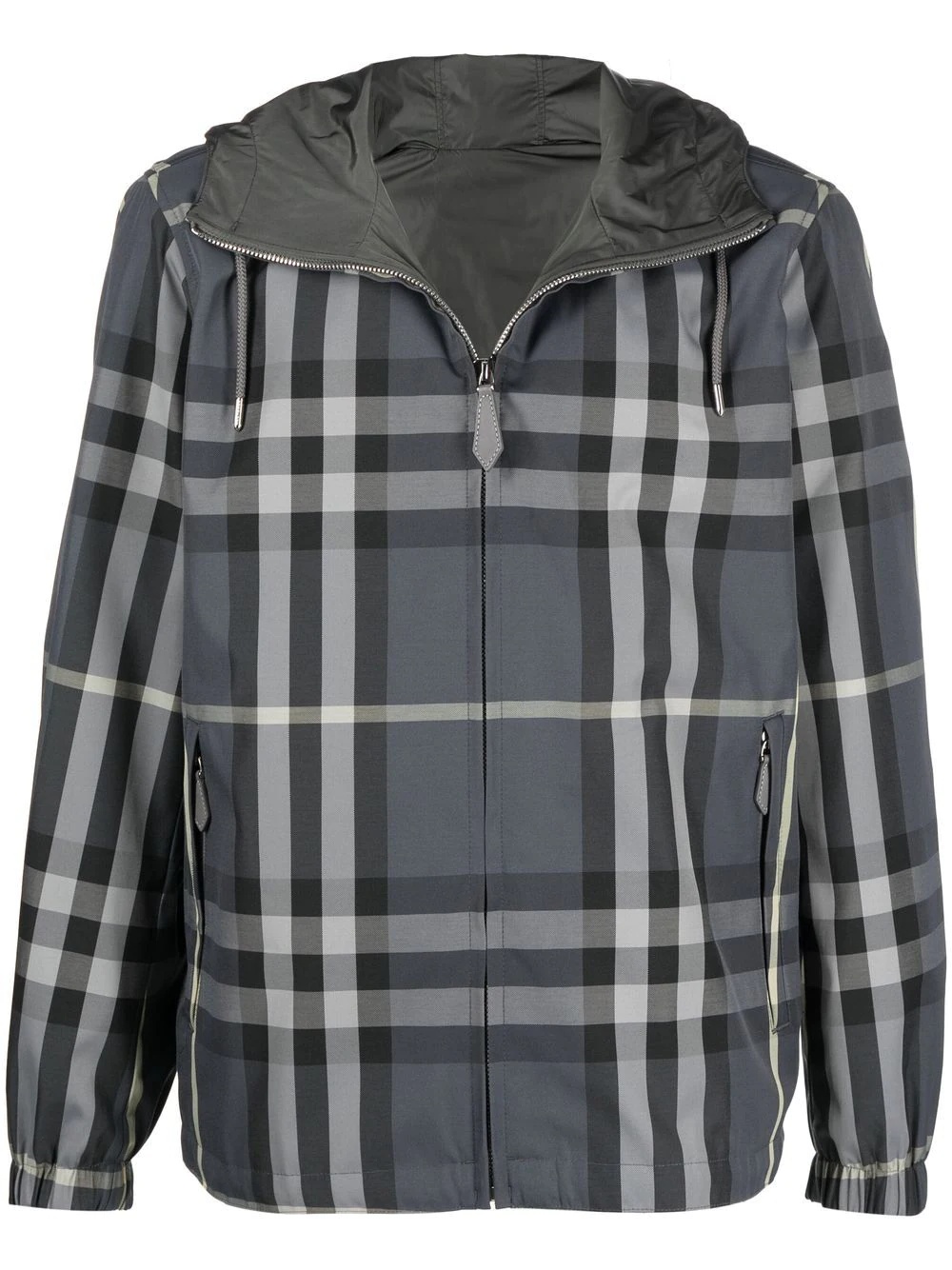 hooded signature check jacket - 1