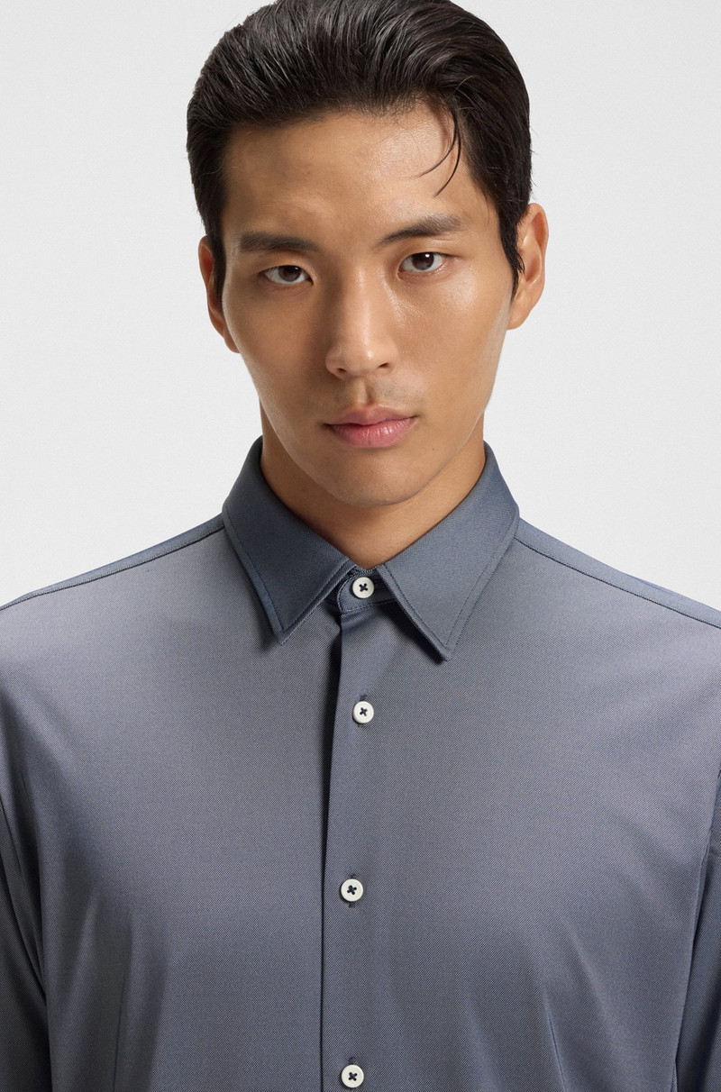 SLIM-FIT SHIRT IN PERFORMANCE-STRETCH STRUCTURED FABRIC 3