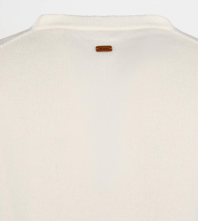 ROUND-NECK PULLOVER IN WOOL AND CASHMERE - WHITE 7