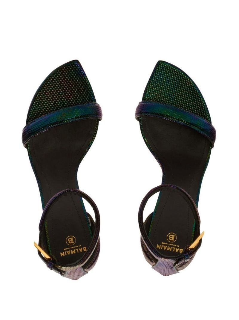 metallic-effect leather sandals - 4