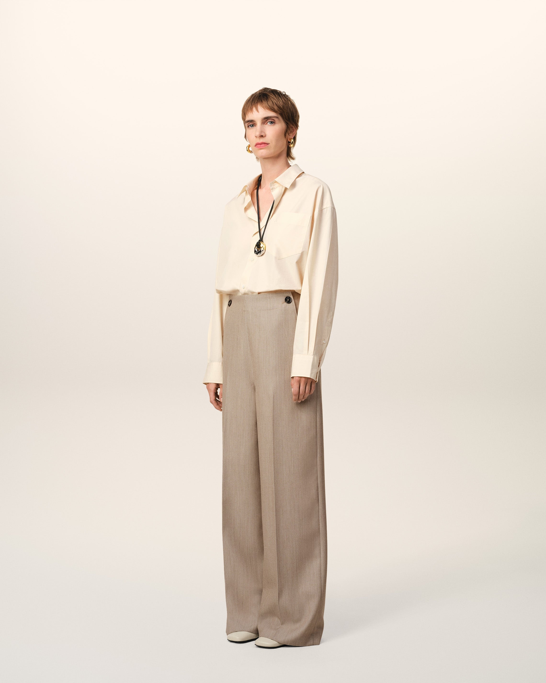 BEIGE NEW WOOL SAILOR TROUSERS - 6