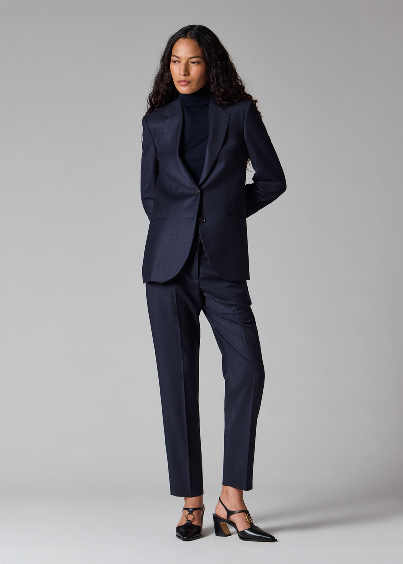 Women's Navy Wool-Cashmere Flannel Blazer 6