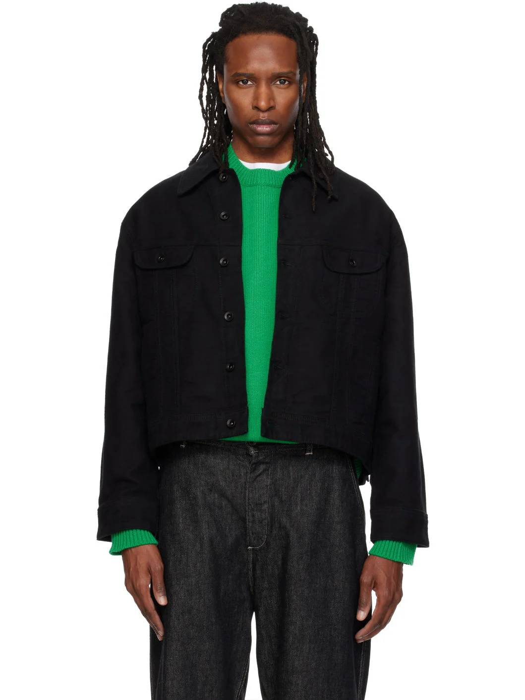 Black Cropped Jacket - 1