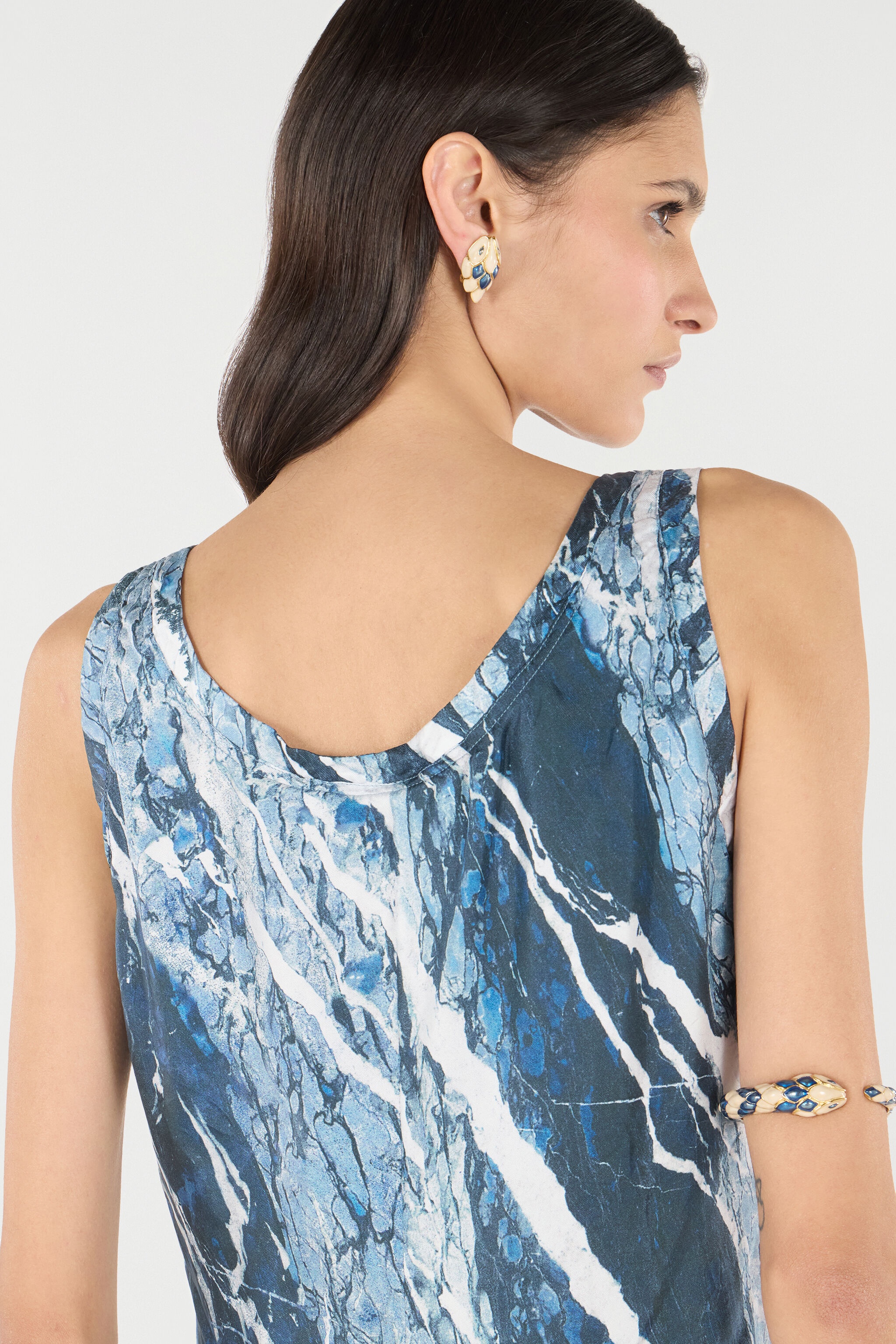 Silk Mini Dress With Marble Print - 7