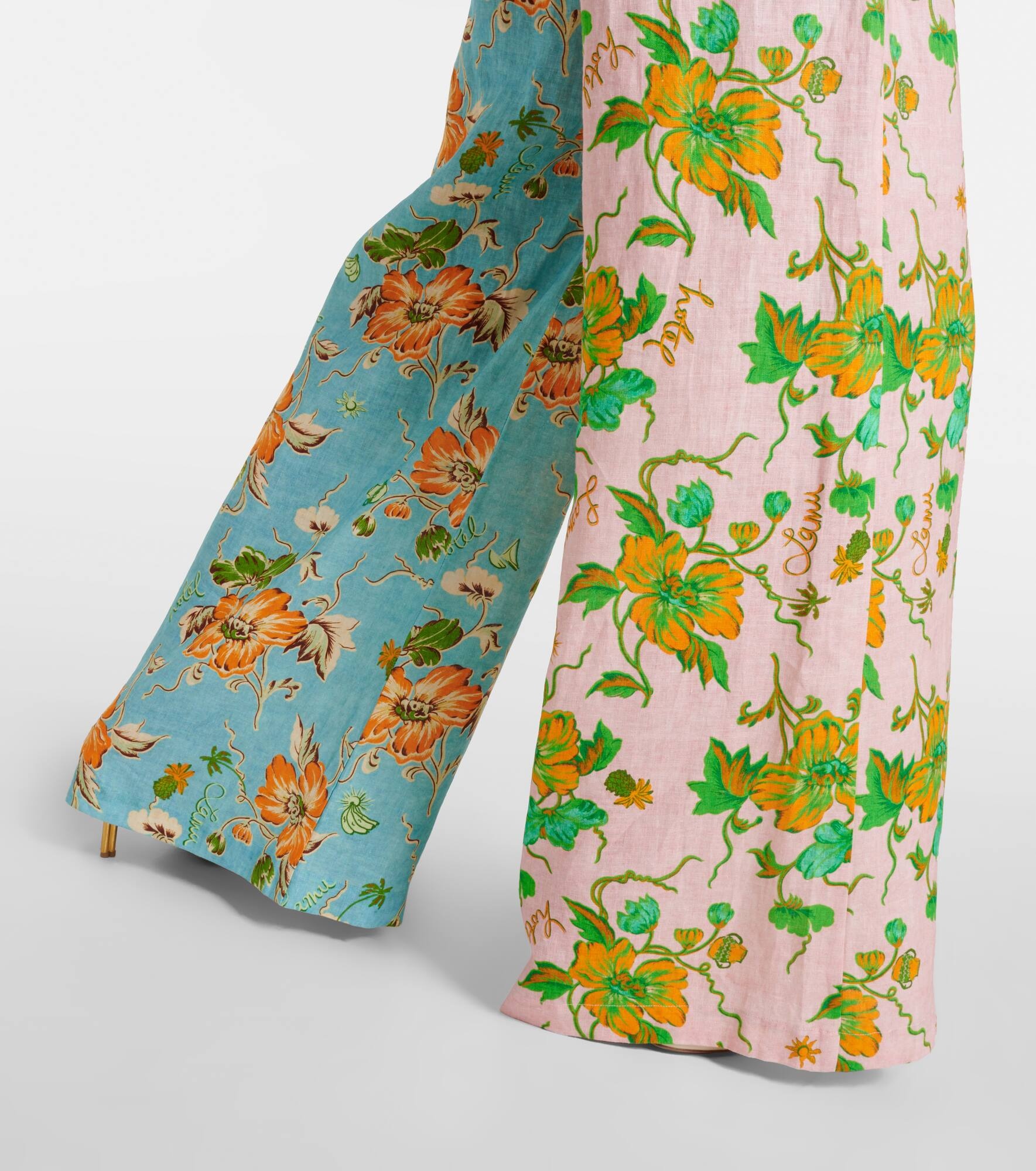 Floral linen wide-leg pants - 5