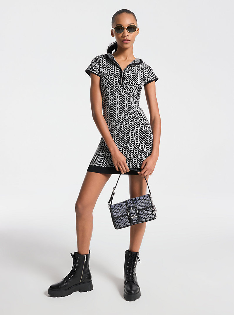 MK2000 Logo Jacquard Hoodie Dress 1