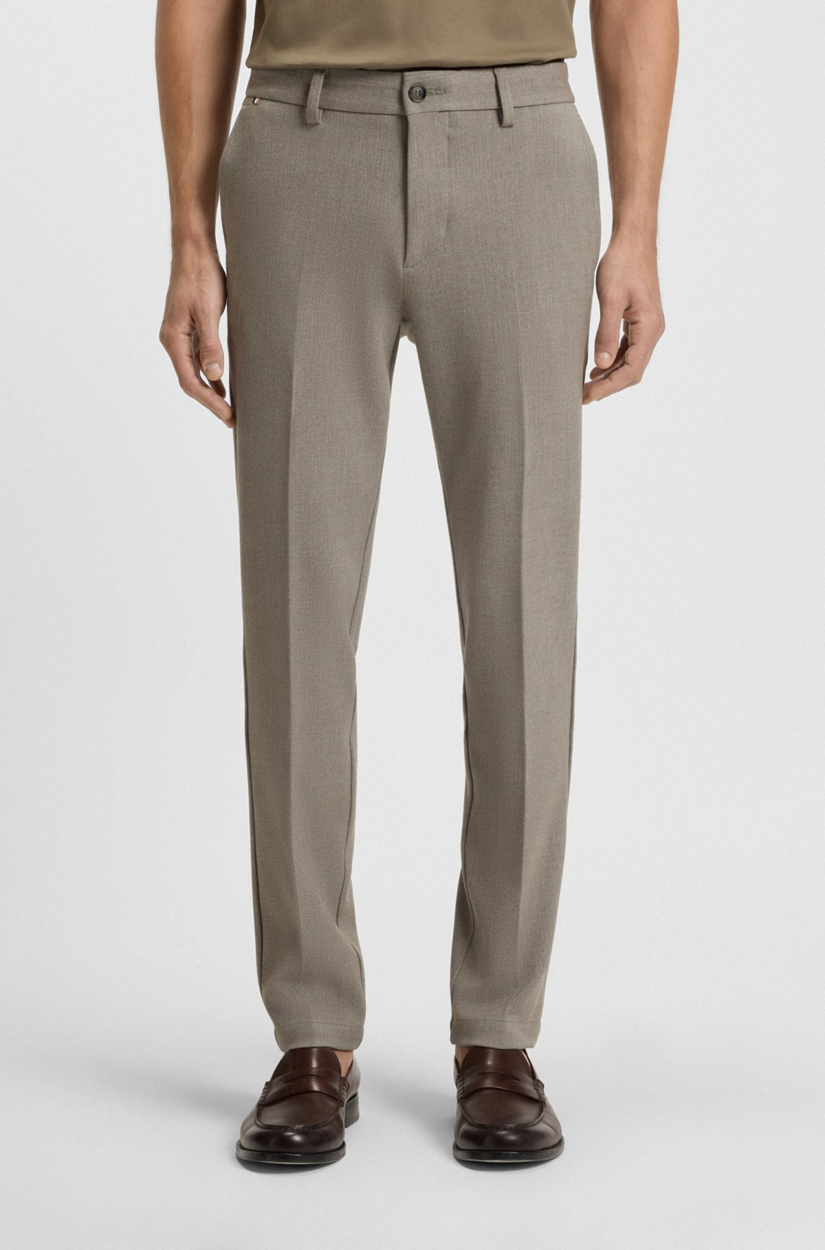 SLIM-FIT TROUSERS IN BRUSHED HERRINGBONE - 2