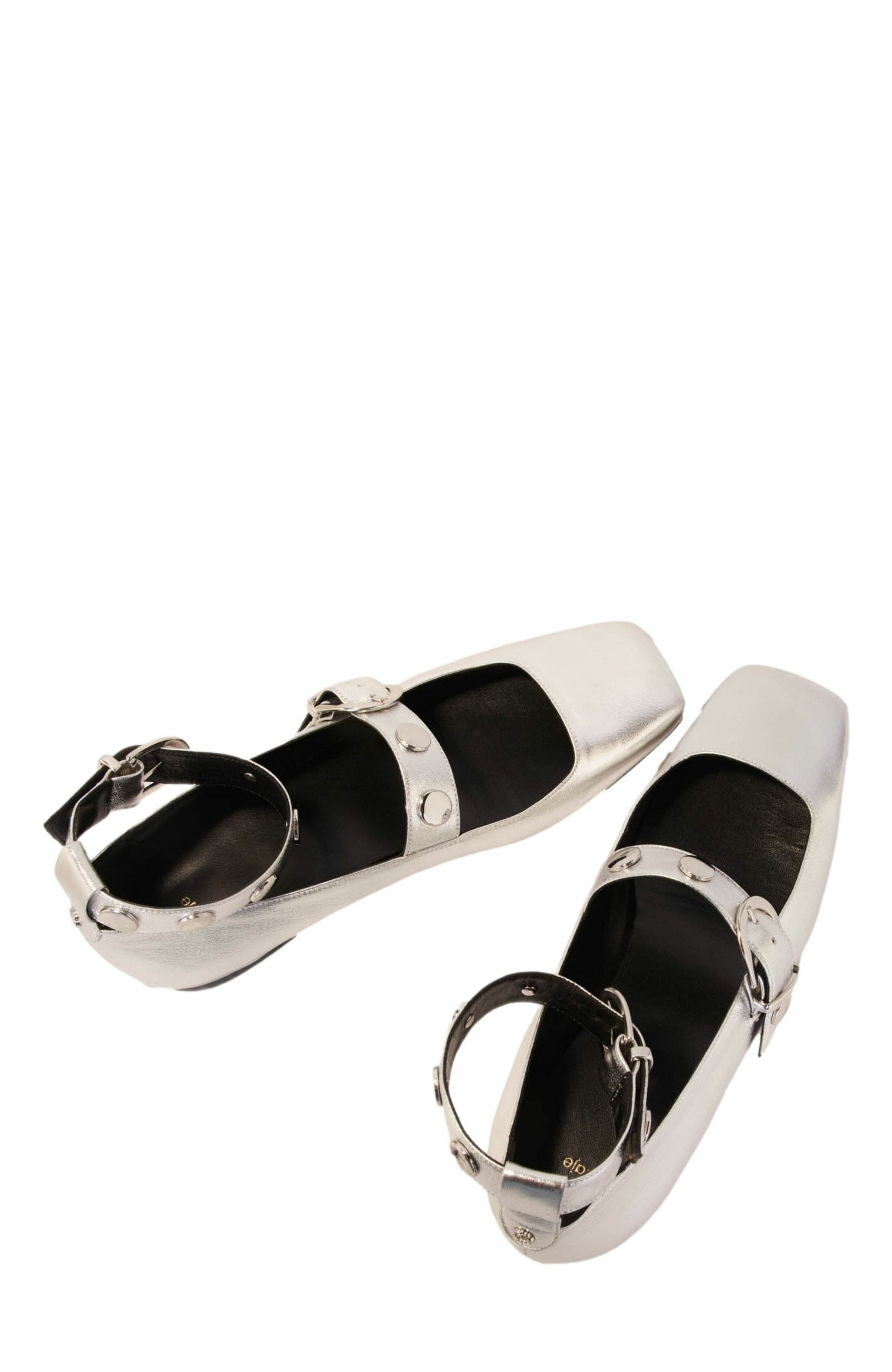 maje Metallic leather Mary Janes in Silver at Nordstrom - 2