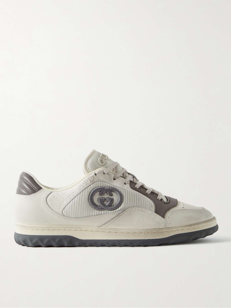 Mac80 Logo-Embroidered Leather and Mesh Sneakers - 1