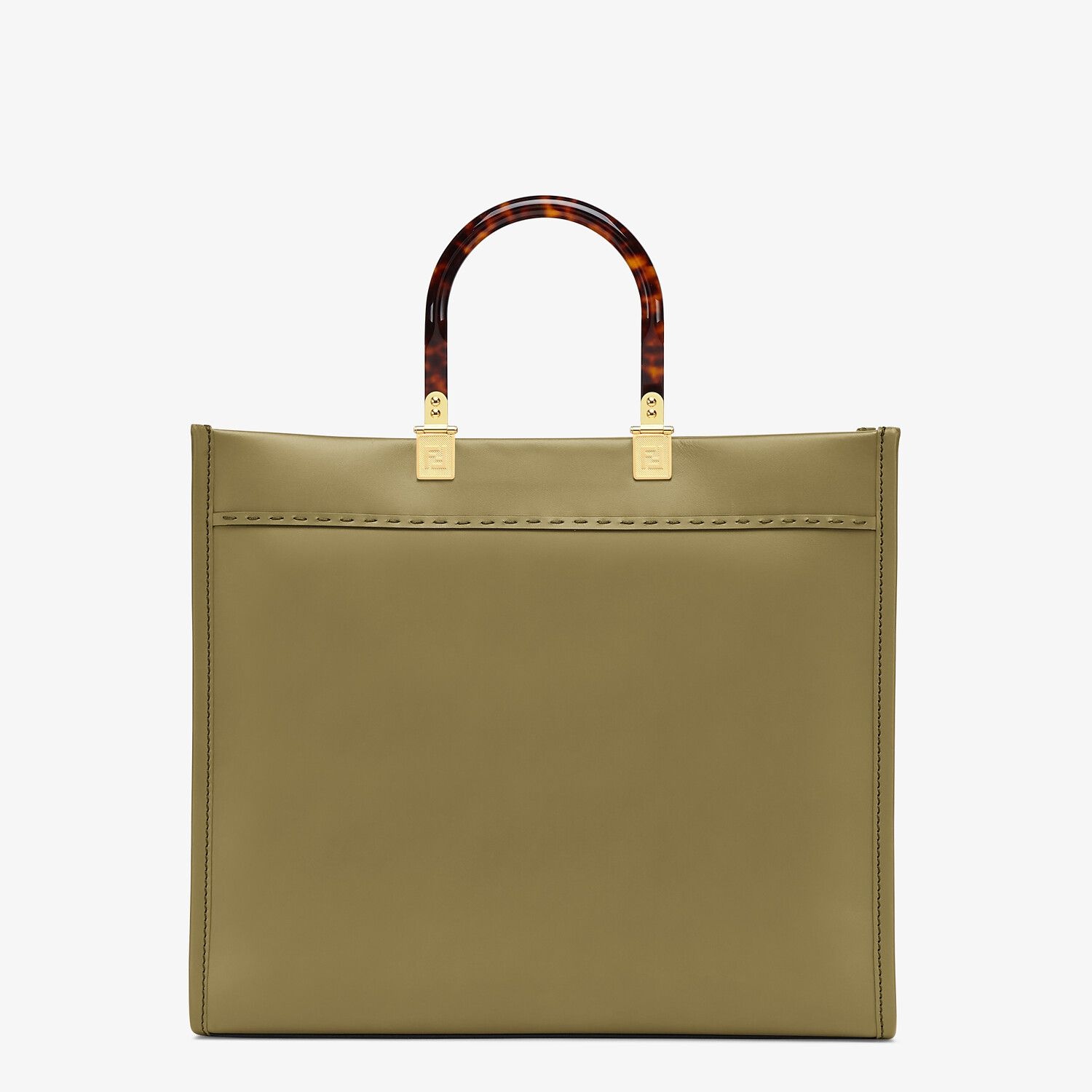 Green leather shopper - 3