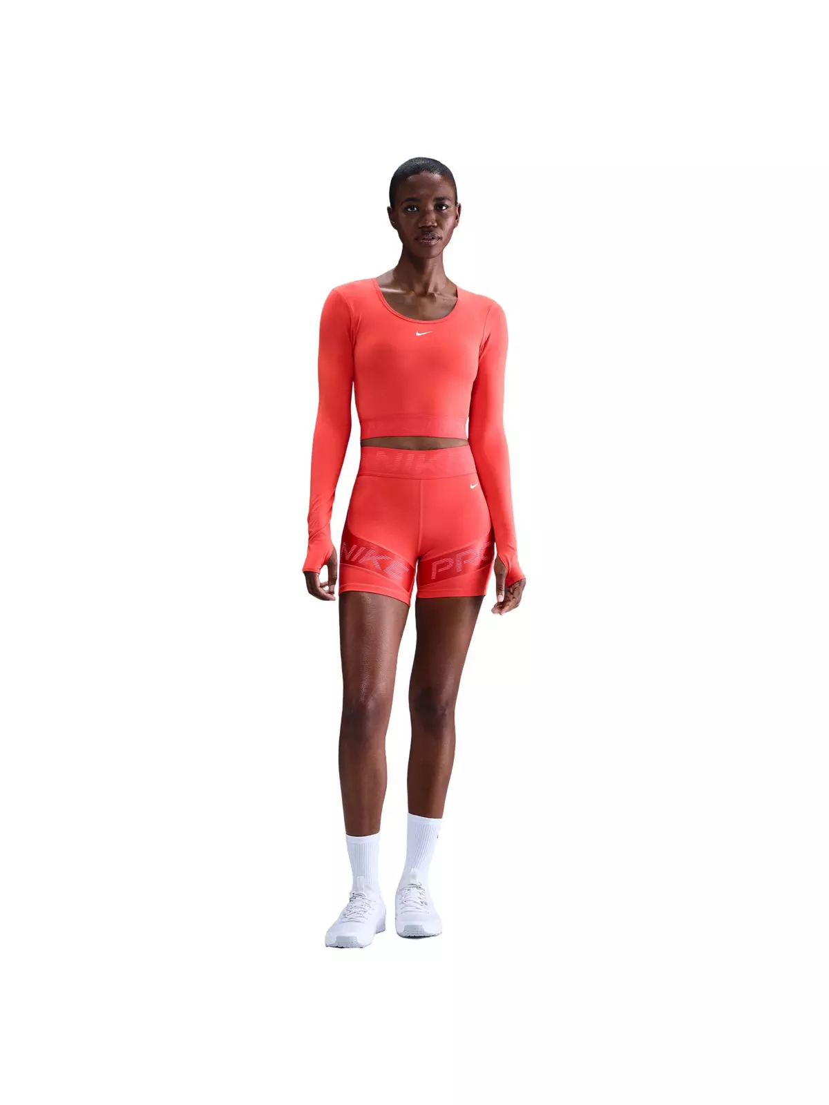 Women's Pro Dri-FIT Cropped Long-Sleeve Top -Red - 4