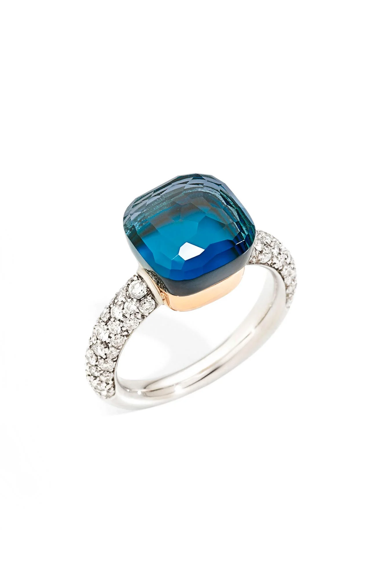 Pomellato Nudo Maxi Ring in White/Rose Gold/Blue Topaz at Nordstrom - 1