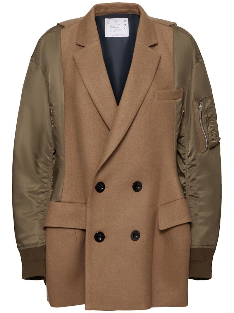 Wool melton & quilted nylon twill coat - 1