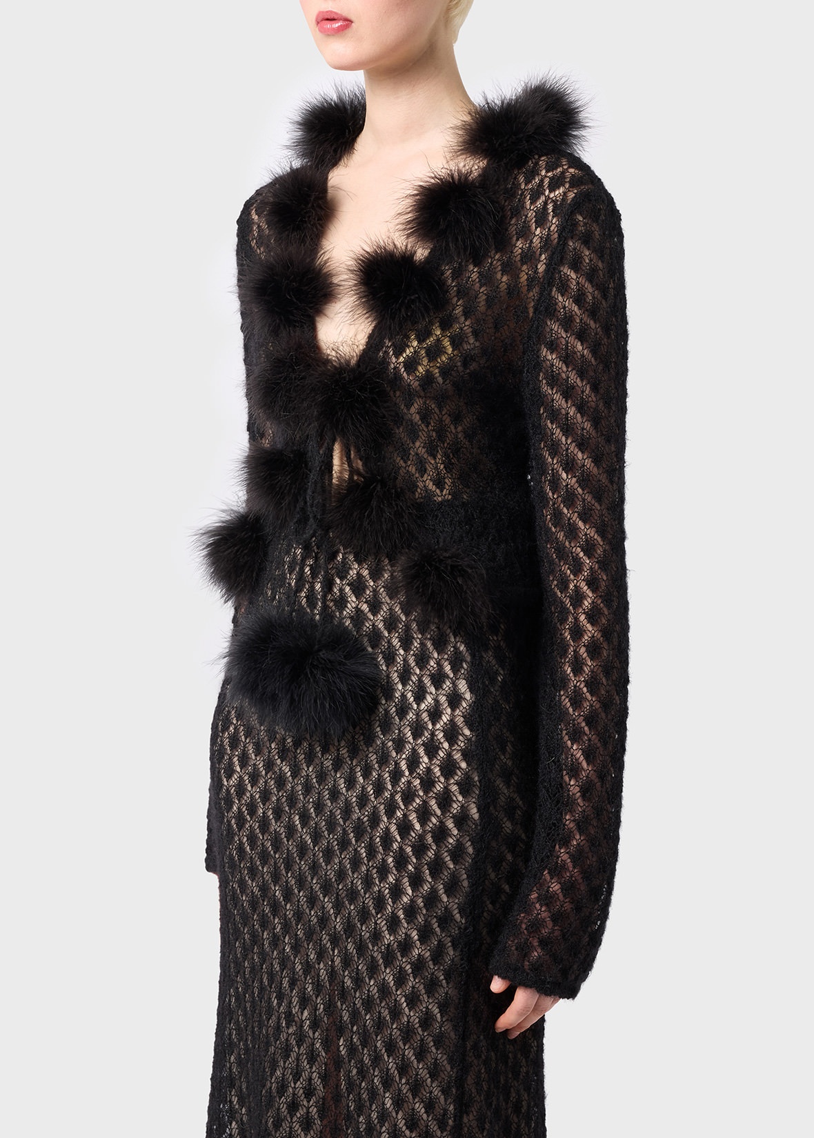 CARDIGAN WITH MARABOU POM-POMS - 5