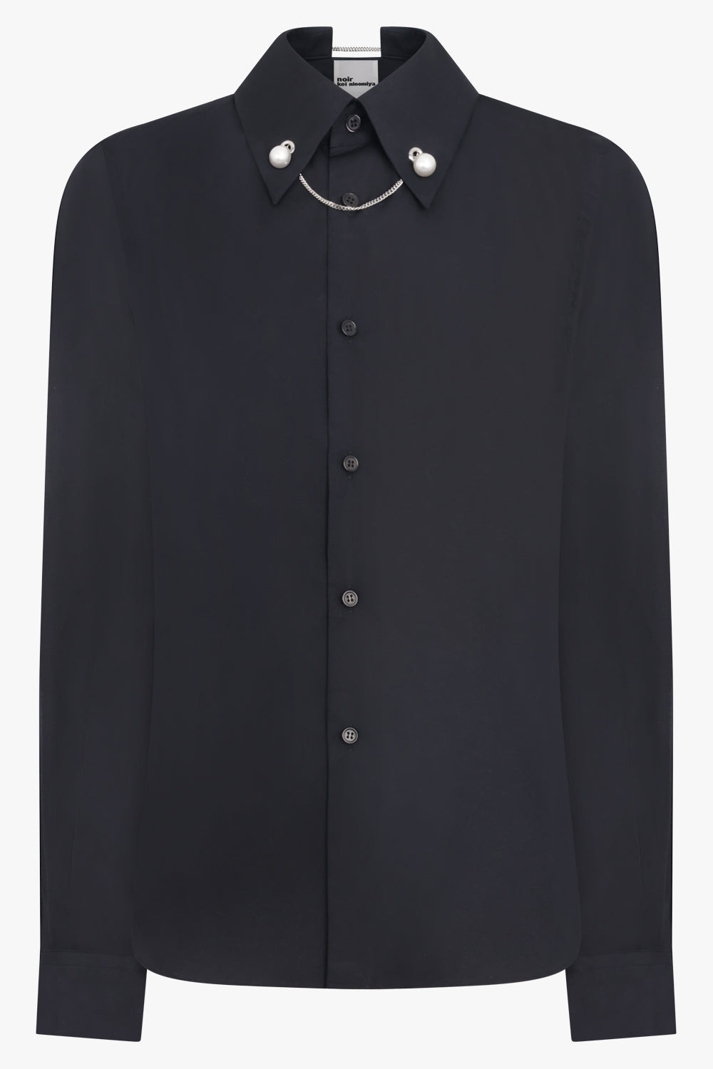L/S SHIRT WITH PEARL DETAIL COLLAR CHAIN | BLACK - 1