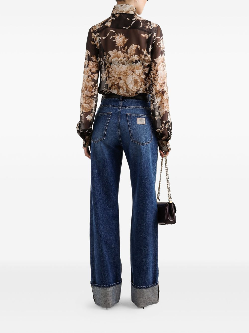 floral-print chiffon shirt - 3