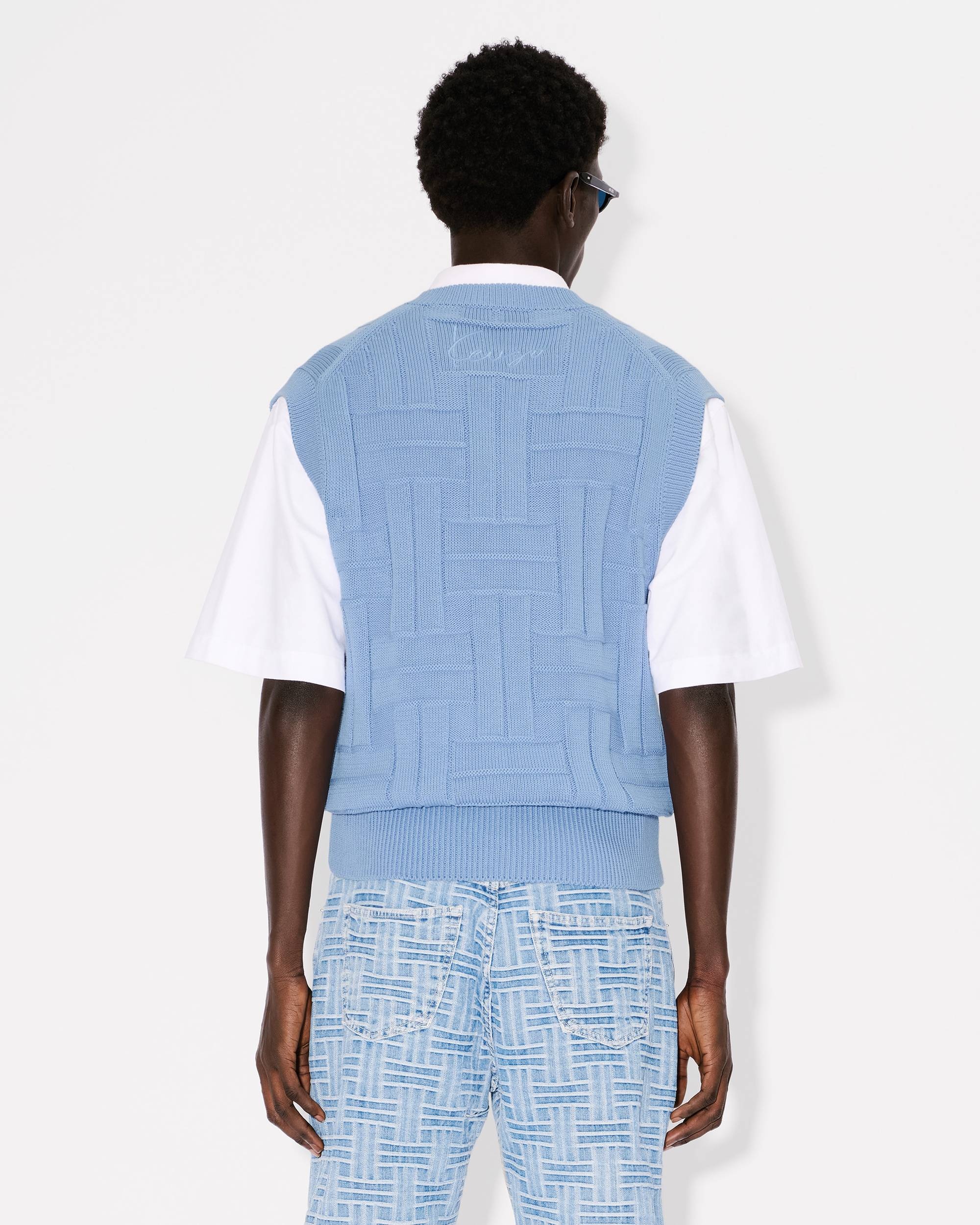 'KENZO Weave' embroidered sleeveless jumper in cotton - 4