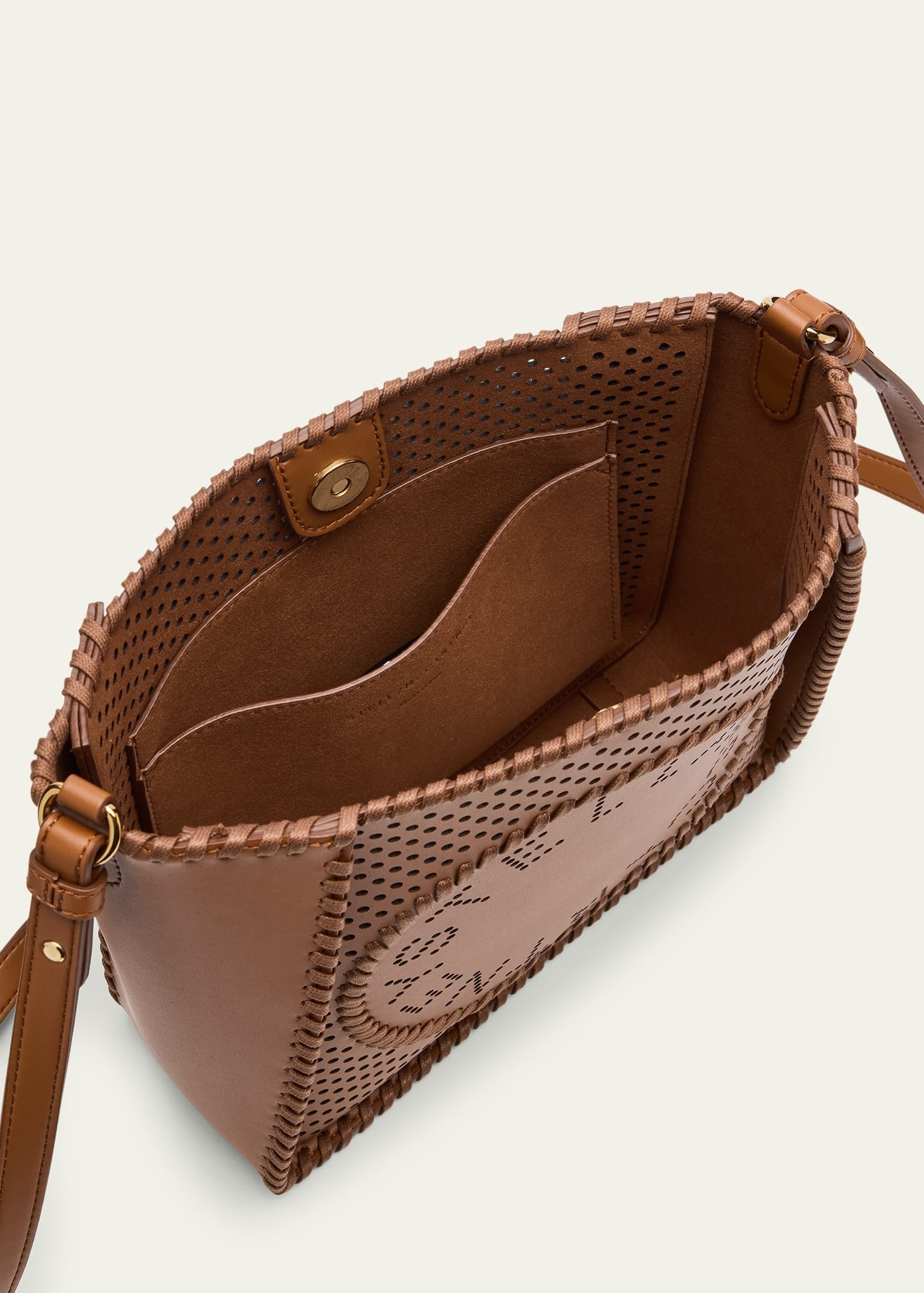 Logo Perforated Vegan Leather Crossbody Bag - 4