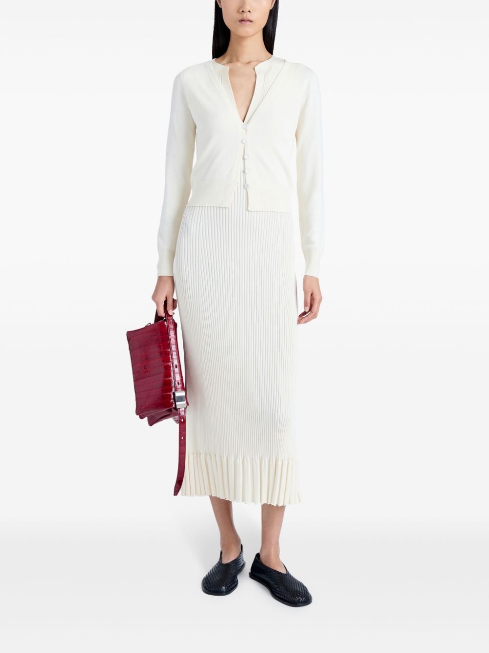white silk Addie cardigan - 2