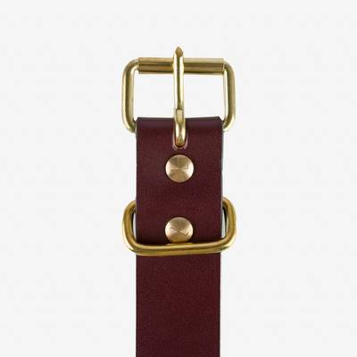 Iron Heart OGL-BELT-FULL-ROLL-BRN OGL Single Prong Brass Roller Buckle Leather Belt - Full Dyed Brown outlook