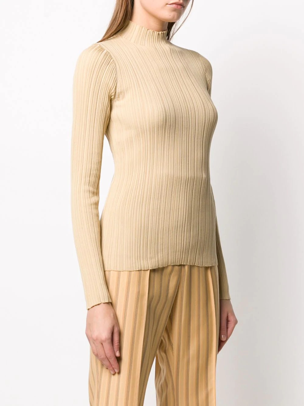 high-neck ribbed top - 3