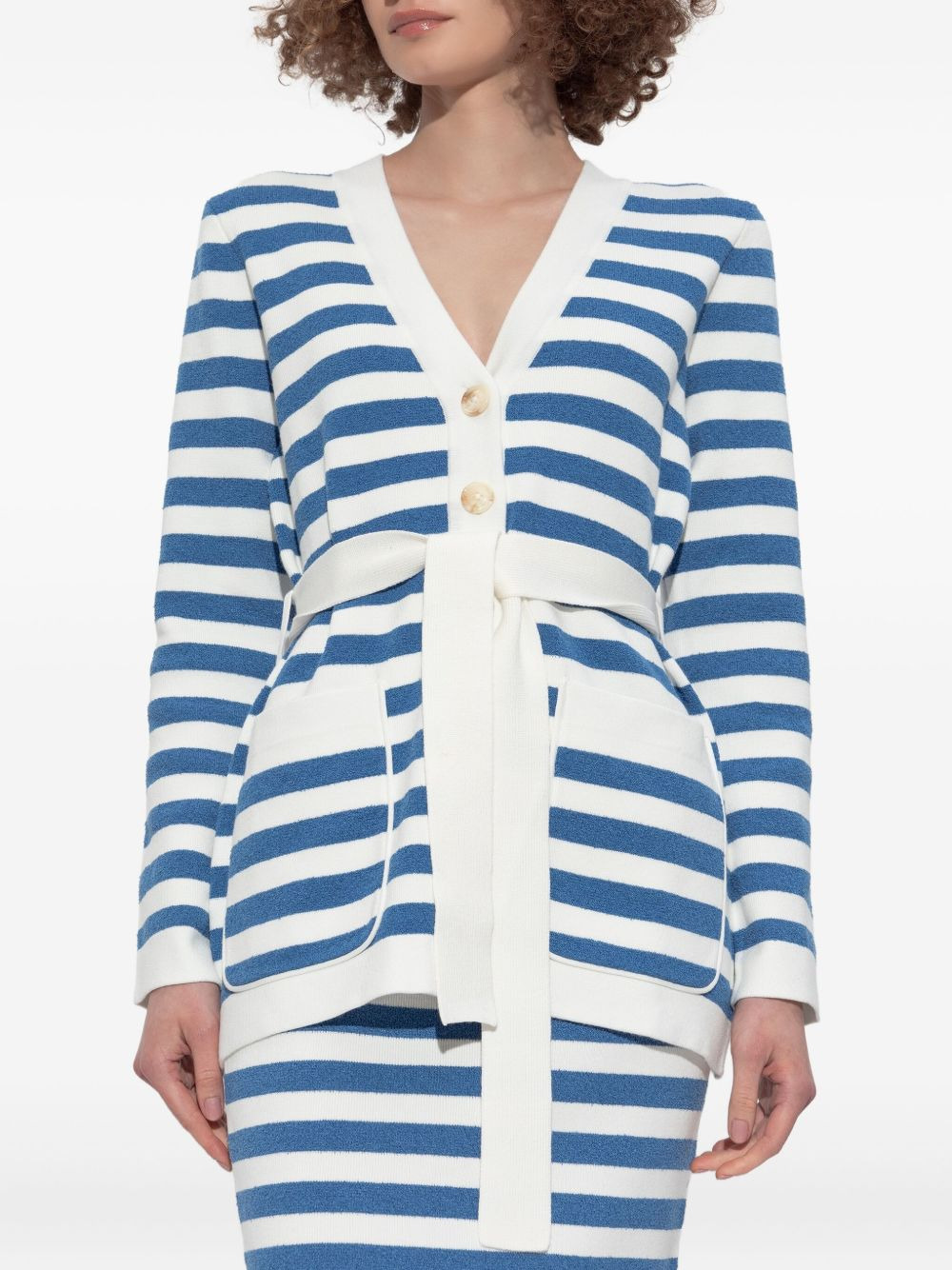 striped belted cardigan - 3