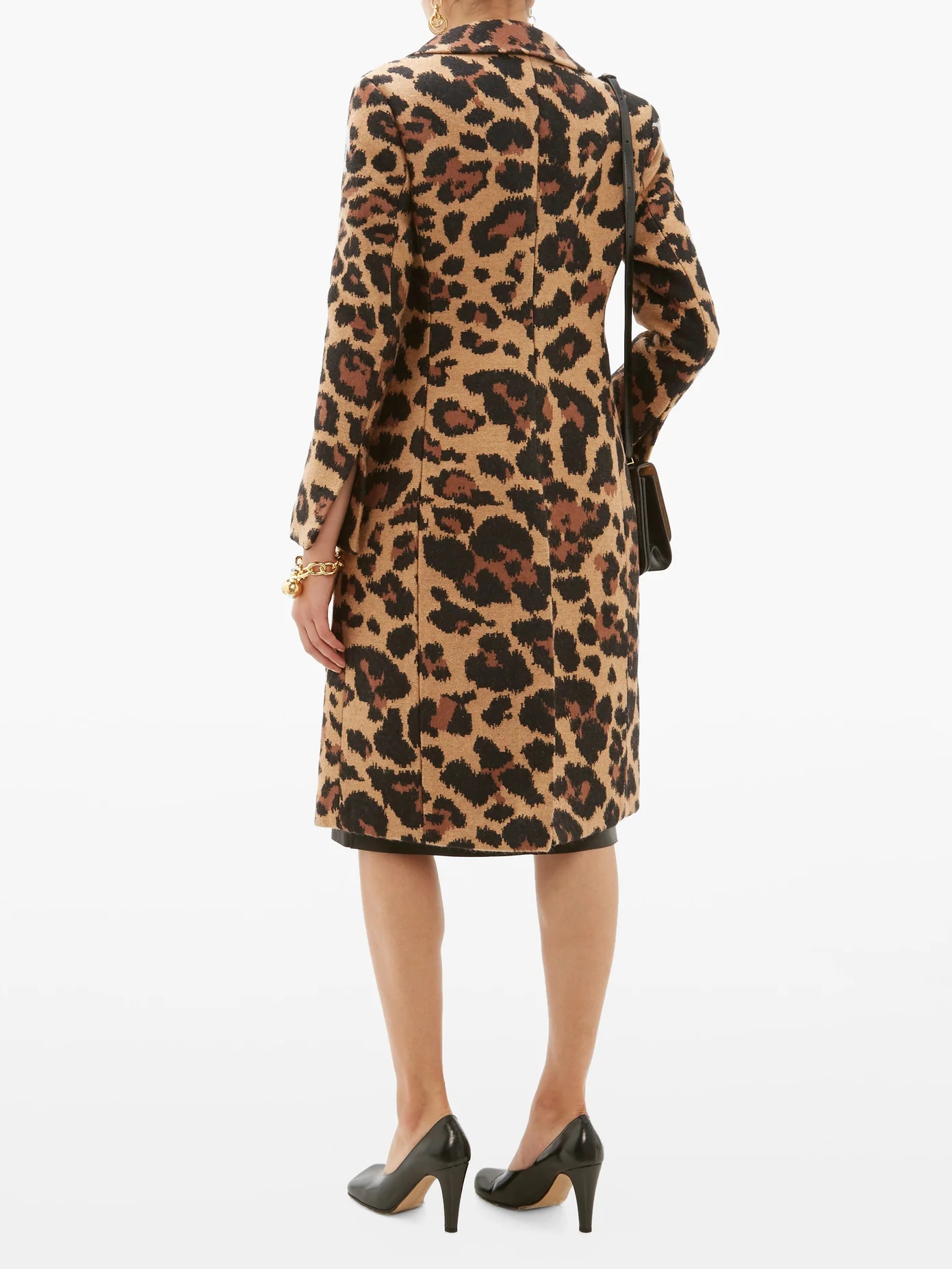 Leopard-jacquard single-breasted coat - 6