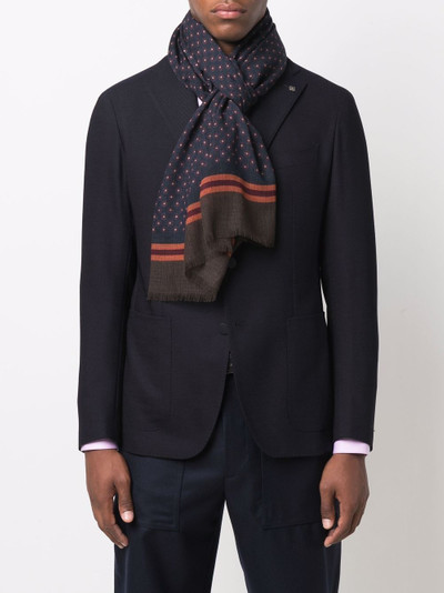 Canali dot stripe-trim wool scarf outlook