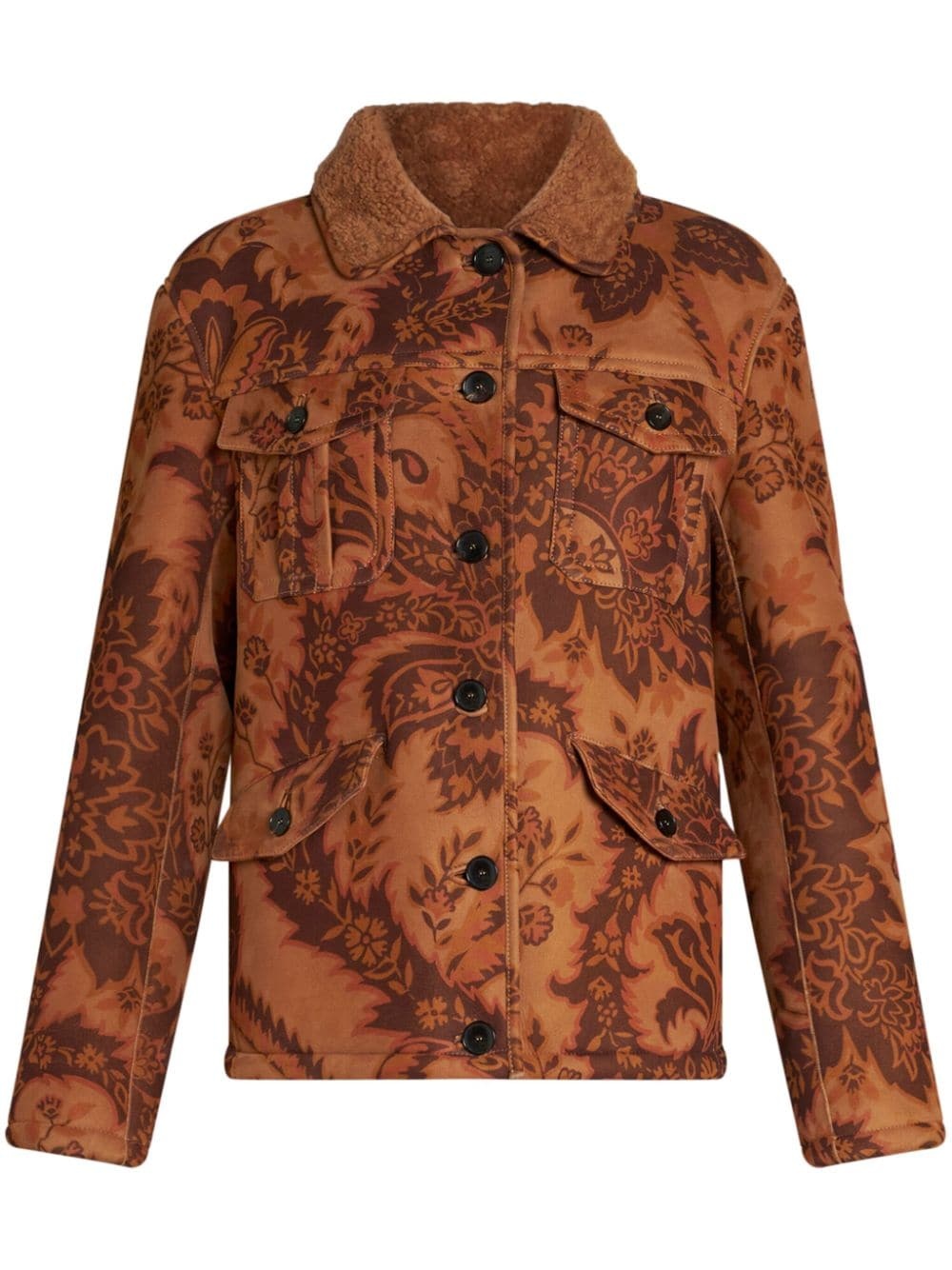 printed shearling jacket - 1