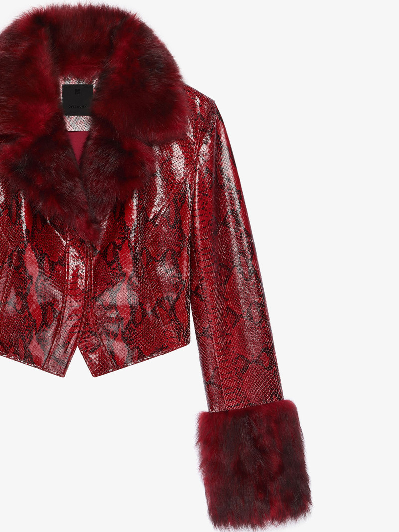 SLIM FIT JACKET IN PYTHON PRINT LEATHER AND FUR 3