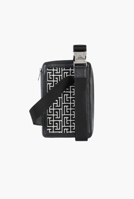 Bicolor jacquard bag with black leather panels - 3